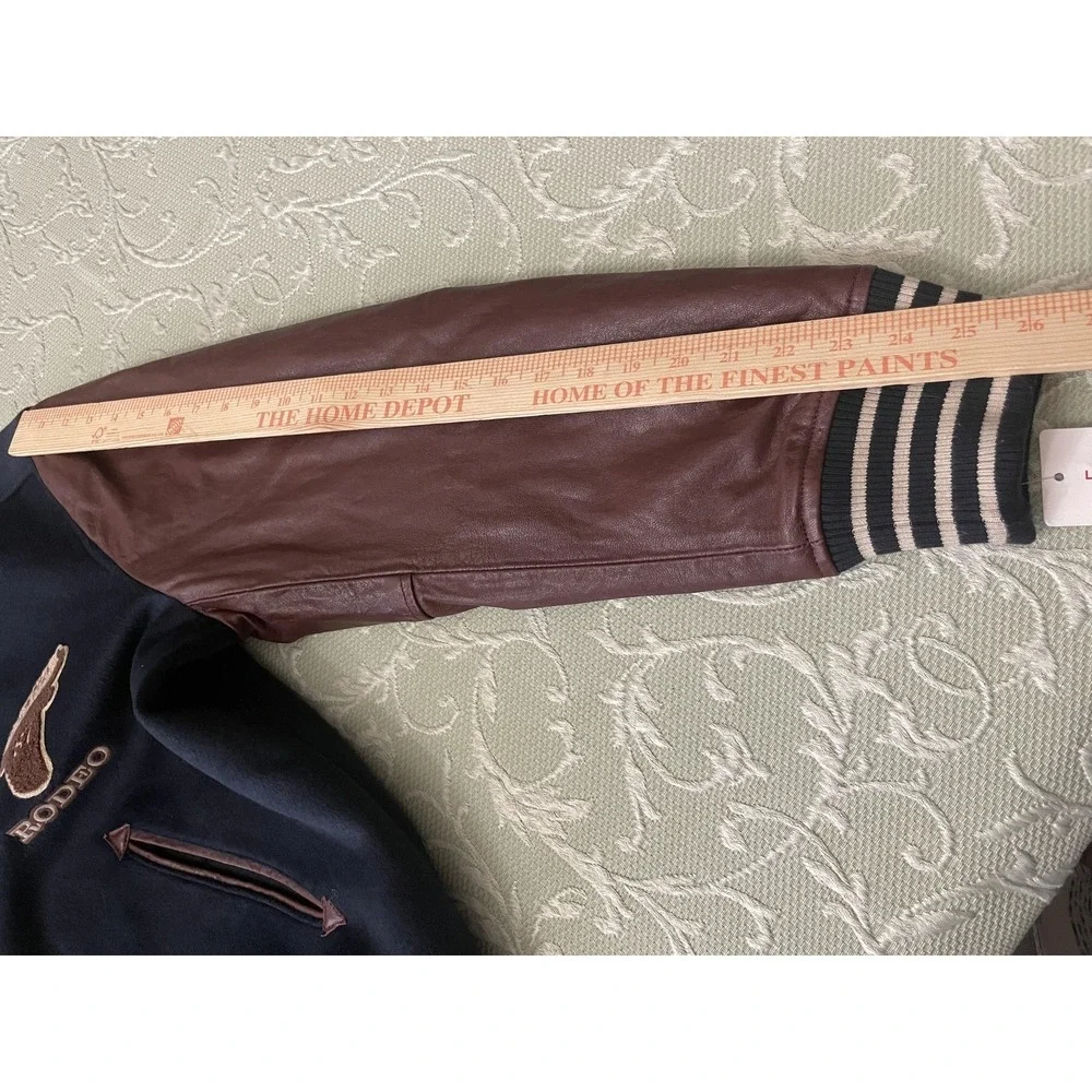 Lucky Brand Jacket Mens XL Blue Coors Rodeo Varsity Leather Sleeves‎ 161300